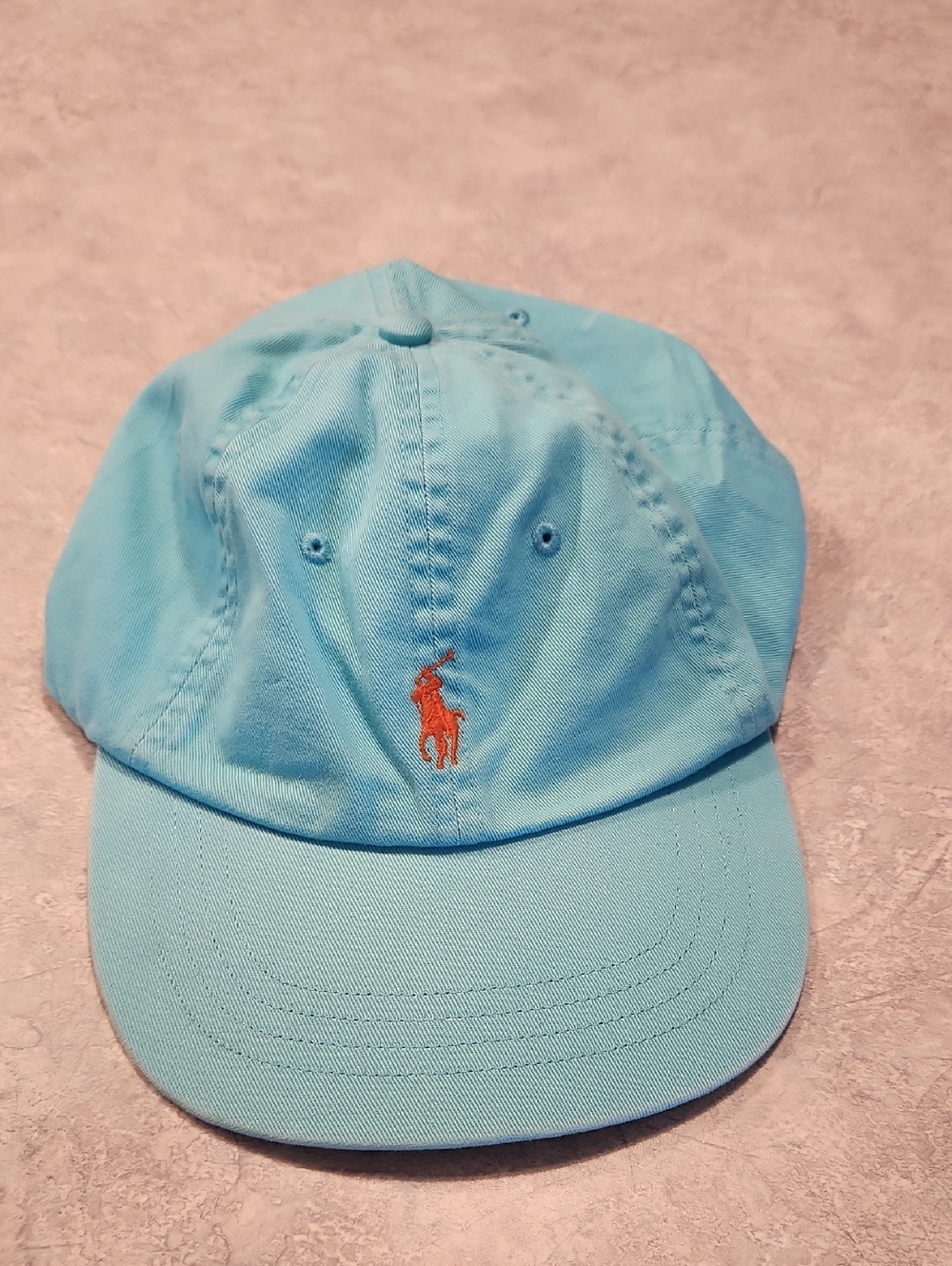 Polo by Ralph Lauren Sky Blue Baseball Cap with Orange Pony